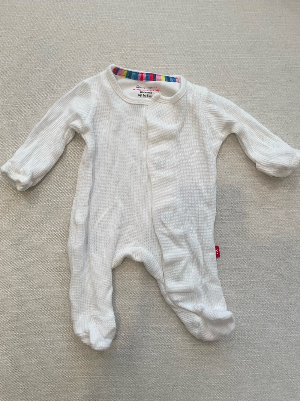 Magnetic Me White Footed Waffle Knit One-Piece